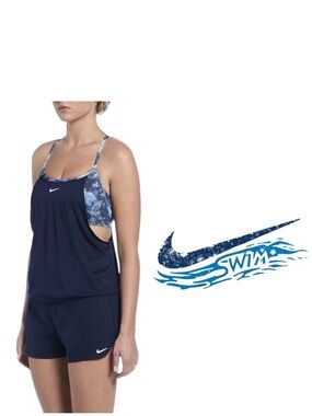 Nike Swim Women’s Tankini Boardshort Swimming suit Set Navy Blue Size Small 4-6